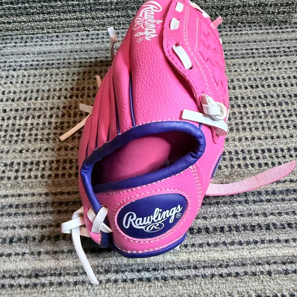 Rawlings Pink and Purple Youth Baseball Glove - Picture 3 of 6